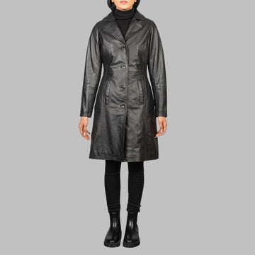 Women’s Trench Style Leather Coat – Street Chic