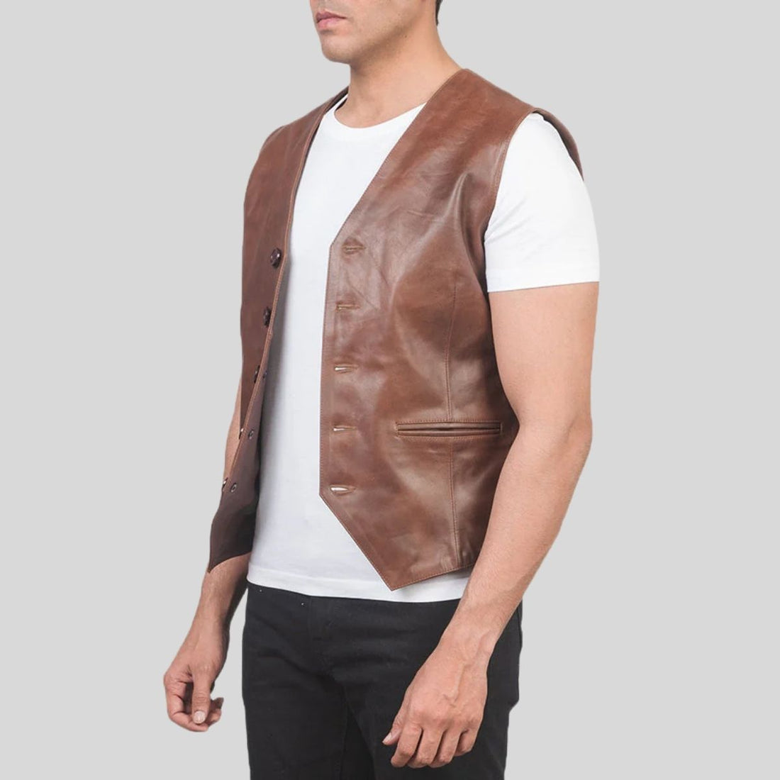 Brown Leather Vest Men – Cowboy Ranch Aesthetic
