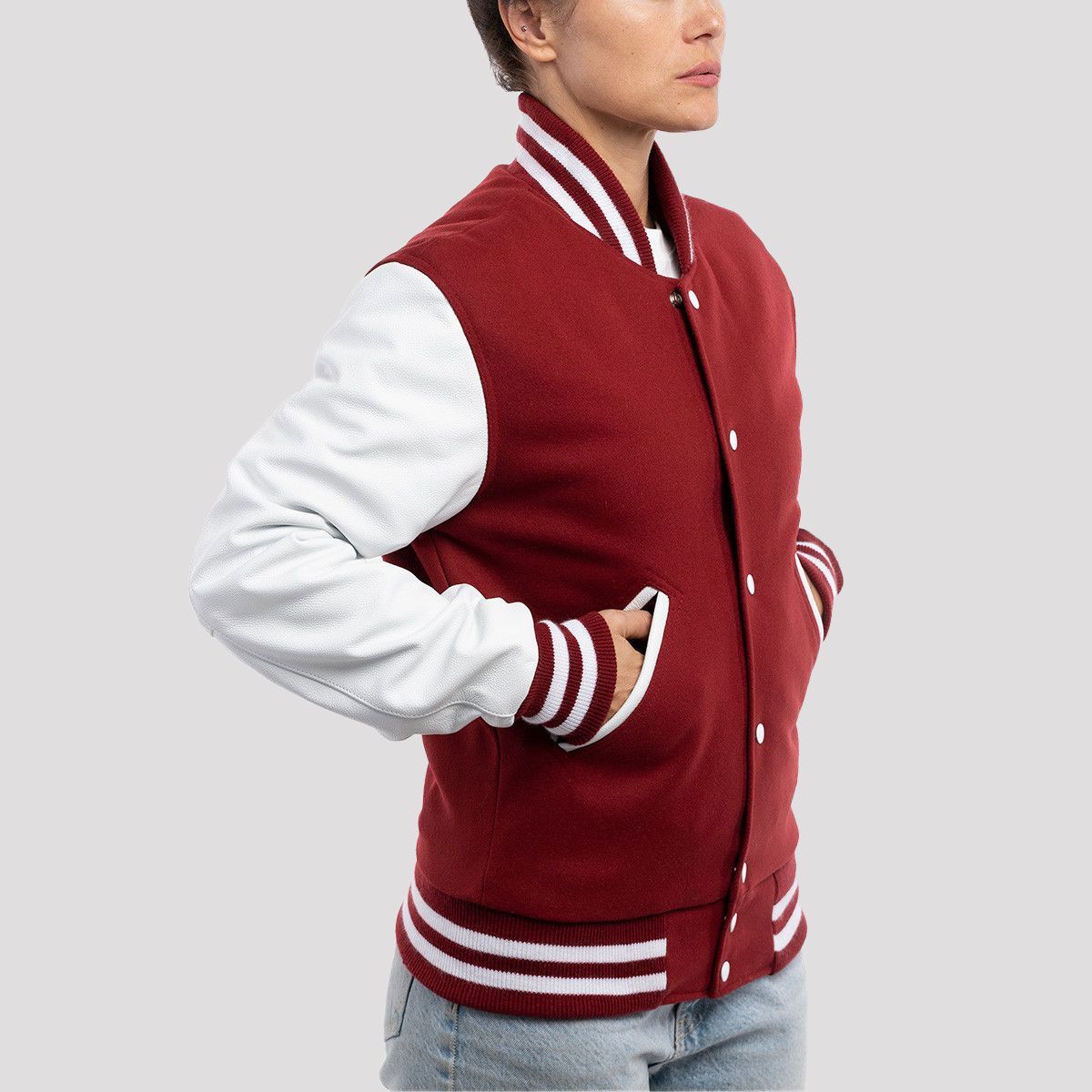 Bomber fashion jacket red and white