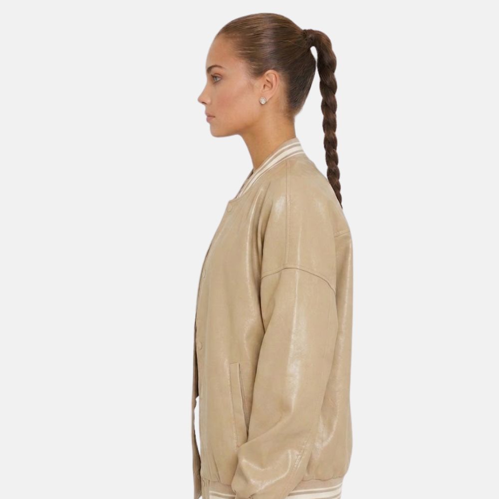 Premium Beige Leather Jacket for Women