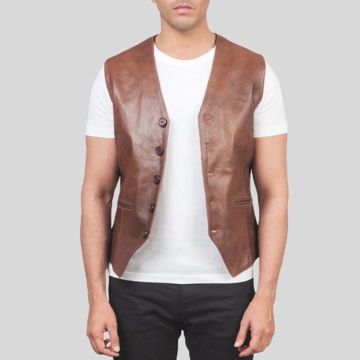 Brown Leather Vest Men – Cowboy Ranch Aesthetic