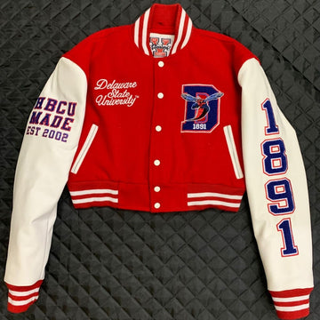 Embroidery Work for Women Cropped Varsity Jacket