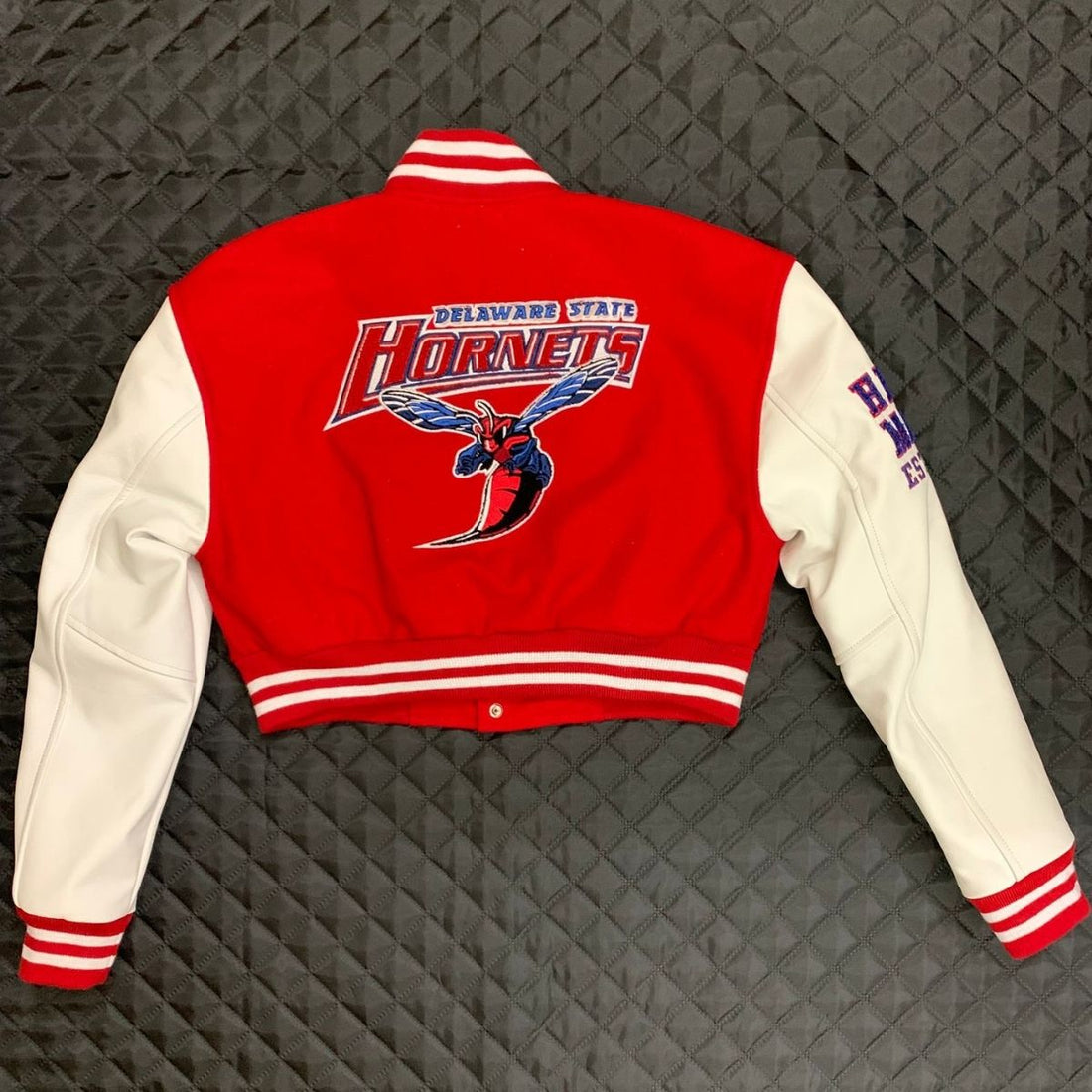 Embroidery Work for Women Cropped Varsity Jacket