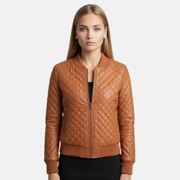 Luxury Brown Quilted Leather Jacket for Women Style