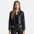 Premium Black Leather Varsity Jacket for Women
