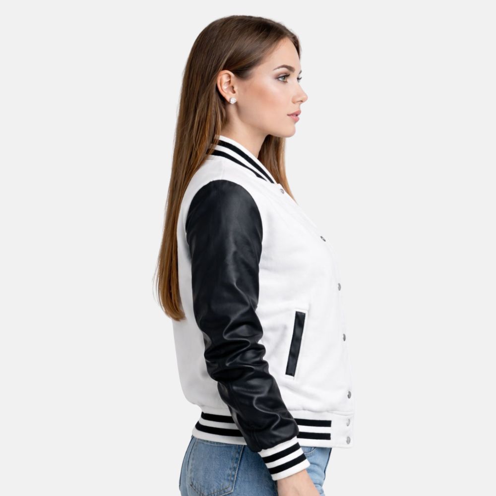 Timeless Black & White Leather Varsity Jacket